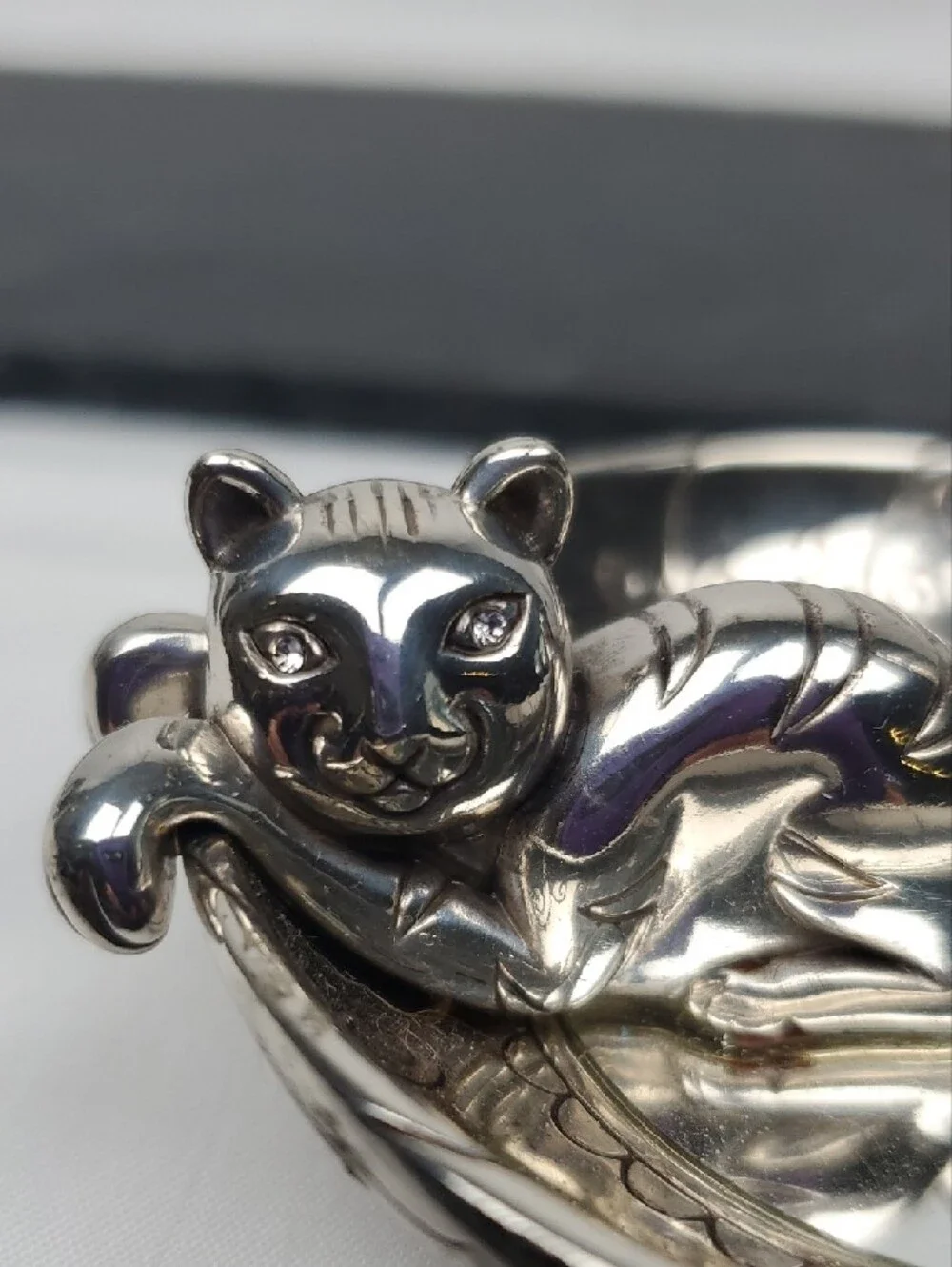 Brighton Silver-Tone Cat Ring Dish with Upright Tail